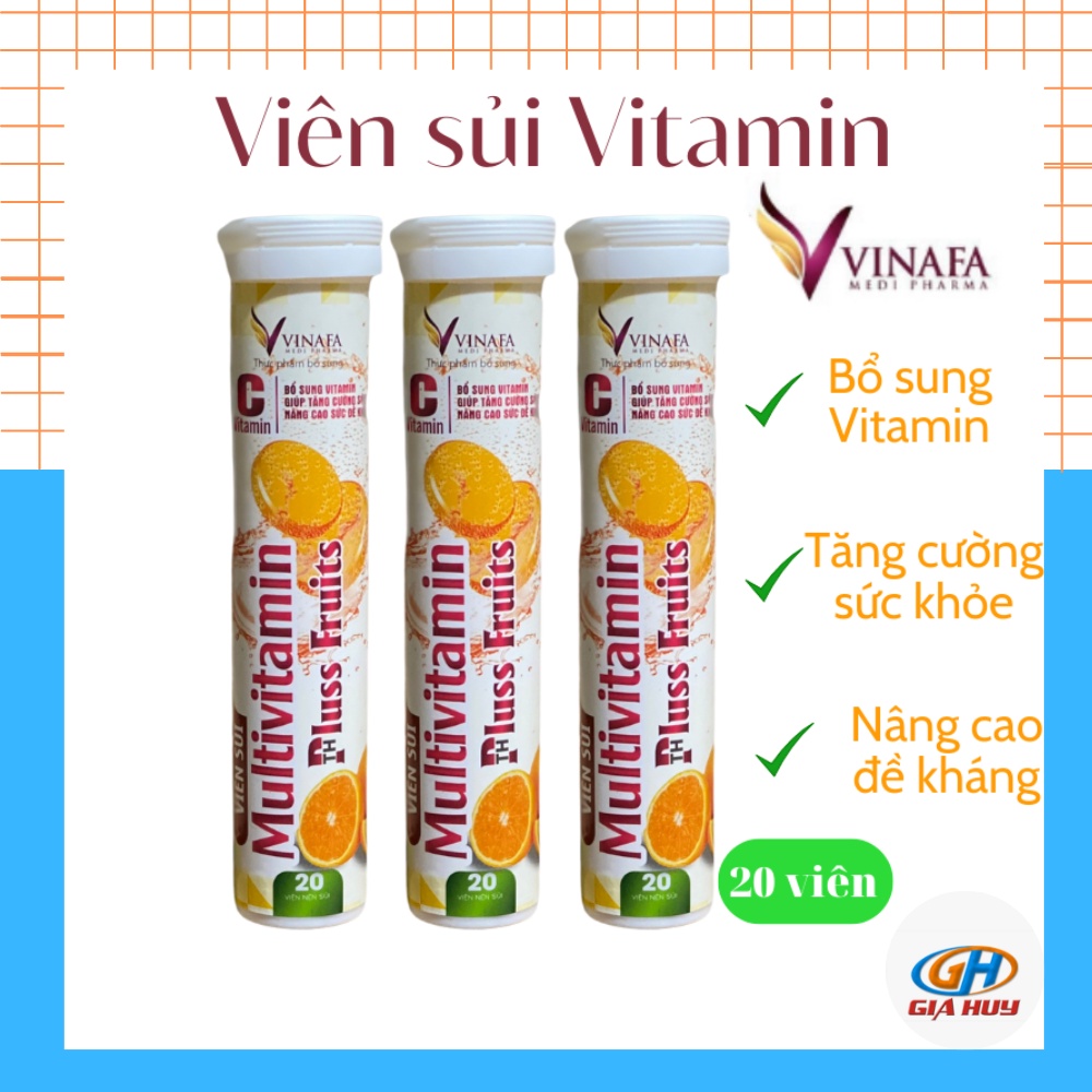 Viên sủi bổ sung Vitamin C MULTIVITAMIN,tăng dề kháng, tuýp 20 viên chính hãng