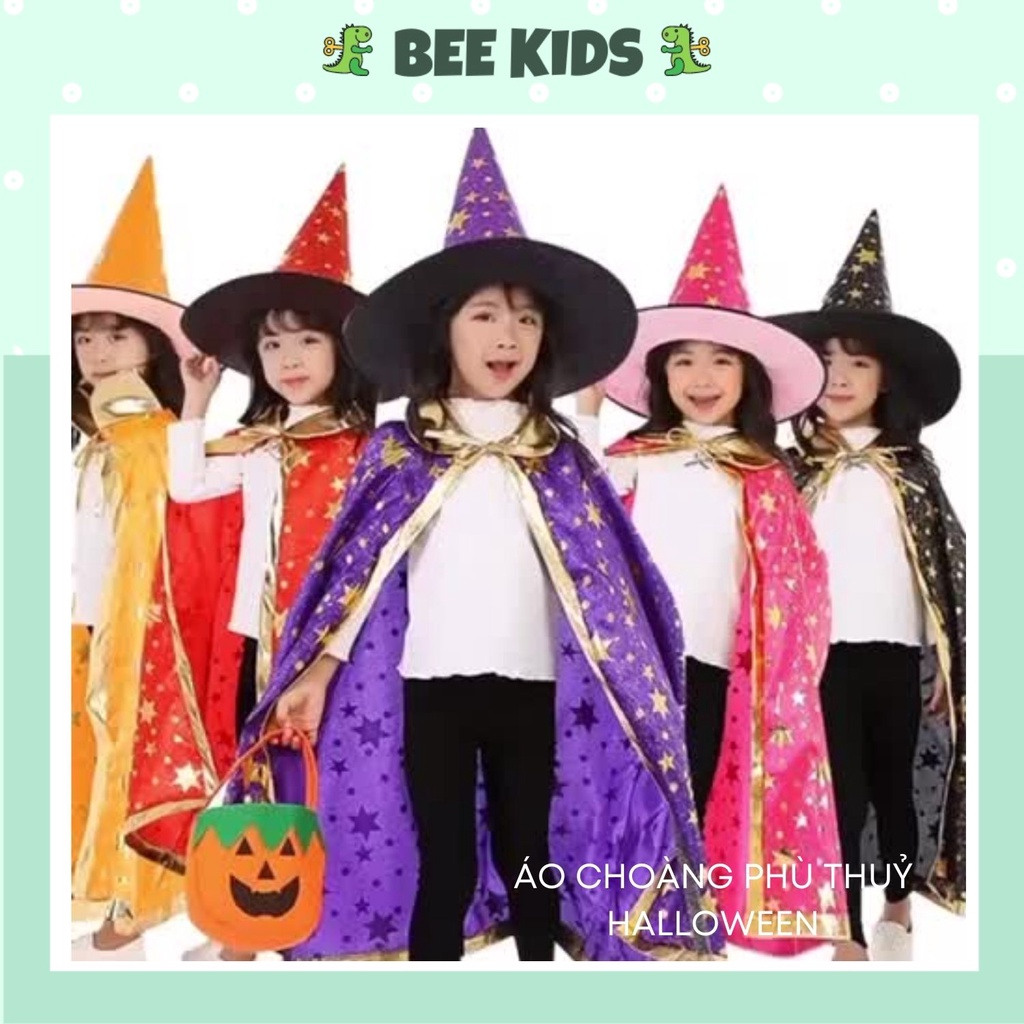Áo Choàng Phù Thuỷ Halloween, Lễ Hội Lấp Lánh Ánh Sao Kèm Mũ Và Áo Choàng BEEKIDS