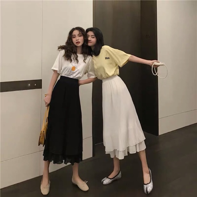 Chân váy xếp ly 2 tầng,dáng chữ A phong cách Hàn Quốc CV07