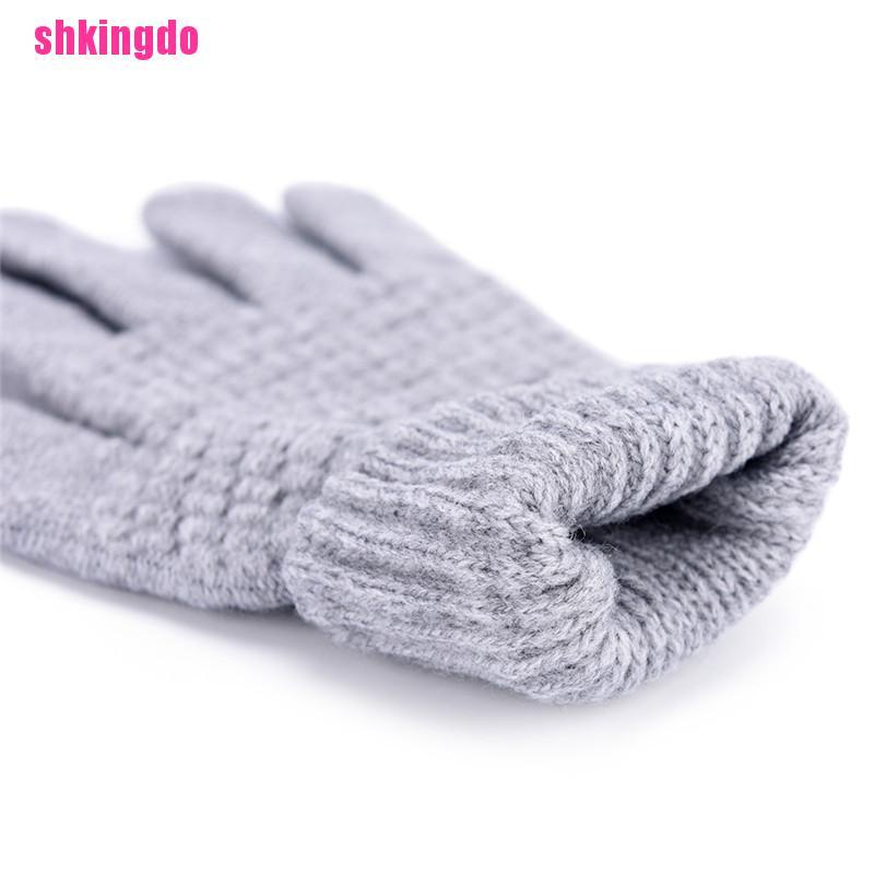 Găng tay len dệt kim giữ ấm mùa đông có thể dùng màn hình cảm ứng