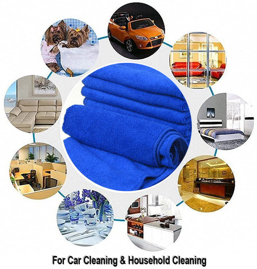 Khăn lau vải sợi siêu nhỏ mềm mại không xơ đa năng màu xanh dương để vệ sinh cho xe hơi nhà cửa