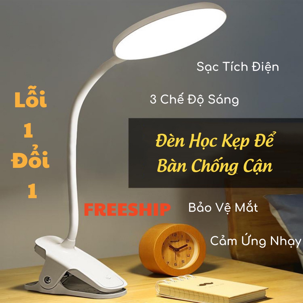 Đèn Học Đế Kẹp Đa Năng, Đèn Led Tích Điện Chống Cận Mini Mila Store