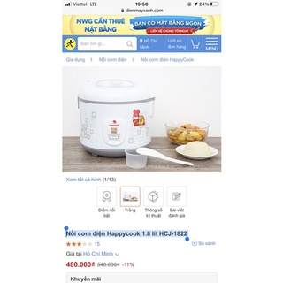 Nồi cơm điện happycook 1.8 lít hcj-1822 hàng trưng bày 98%
