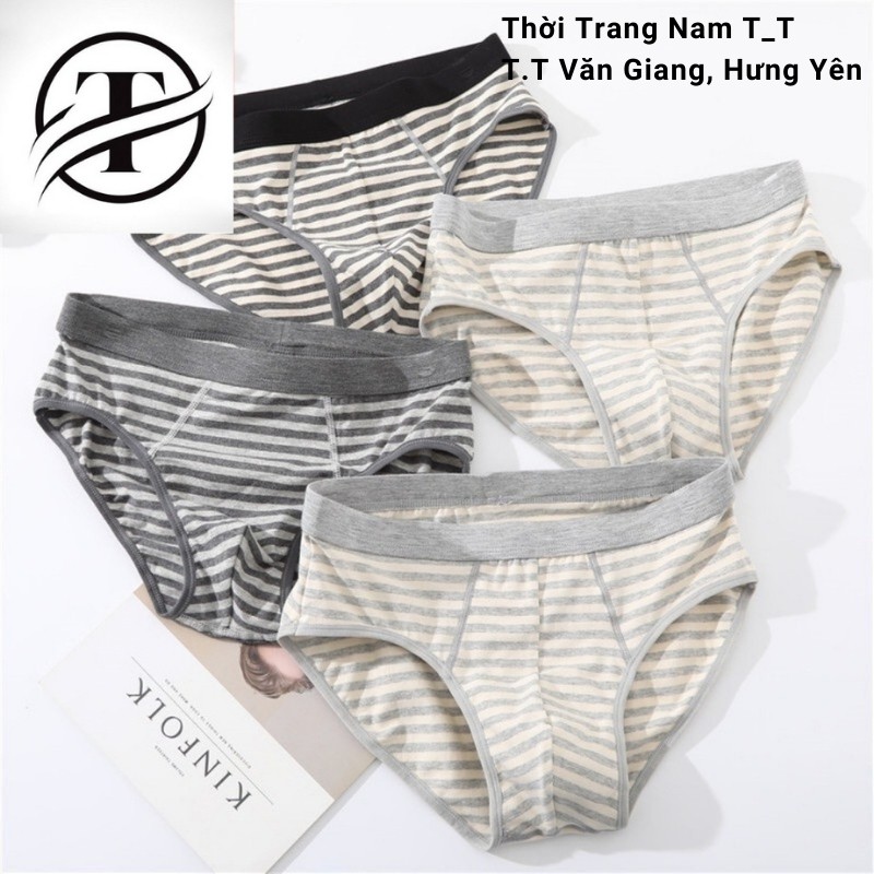 Quần Sịp Nam QX04 Quần Xì Tam Giác Kẻ Ngang Vải Mịn Lạnh Siêu Thấm Mồ Hôi