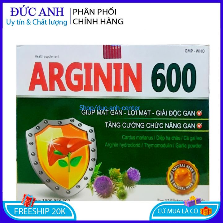 Viên uống Arginin 600 giúp tăng cường chức năng gan– Hộp 60 viên