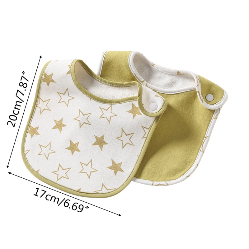 Bộ 2 Yếm Ăn Cotton Mềm Mại Chống Thấm Nước Cho Bé Sơ Sinh