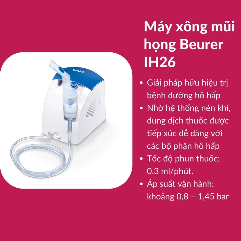 Máy xông mũi họng, xong khí dung siêu âm BEURER IH26 hiệu suất cao bảo hành 24 tháng