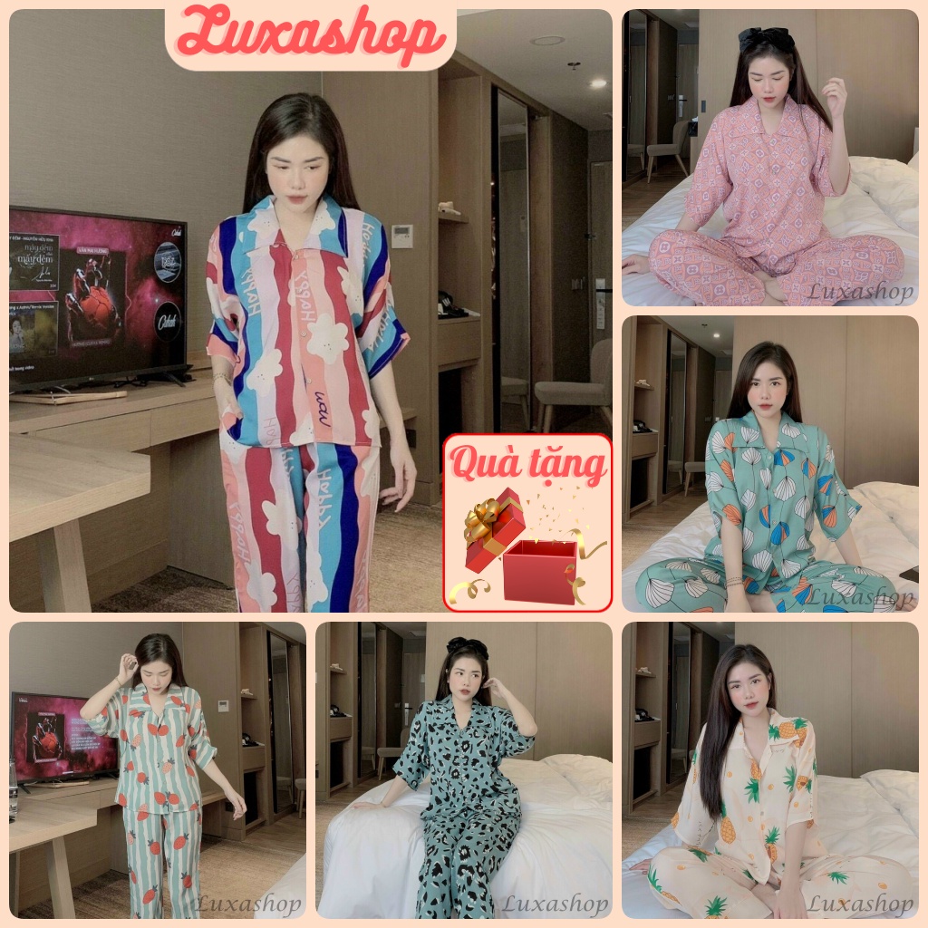 Đồ Ngủ Nữ, Set Đồ Bộ Pijama Tay Lửng Lụa Latin Cao Cấp Kiểu Dáng Đẹp Freesize 45<60kg TL02 - Luxa sh