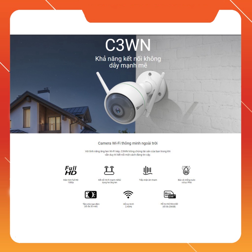 Camera wifi ngoài trời, chống thấm ezviz C3WN, C3X, C3W Pro, C3TN, C8W - Hàng chính hãng