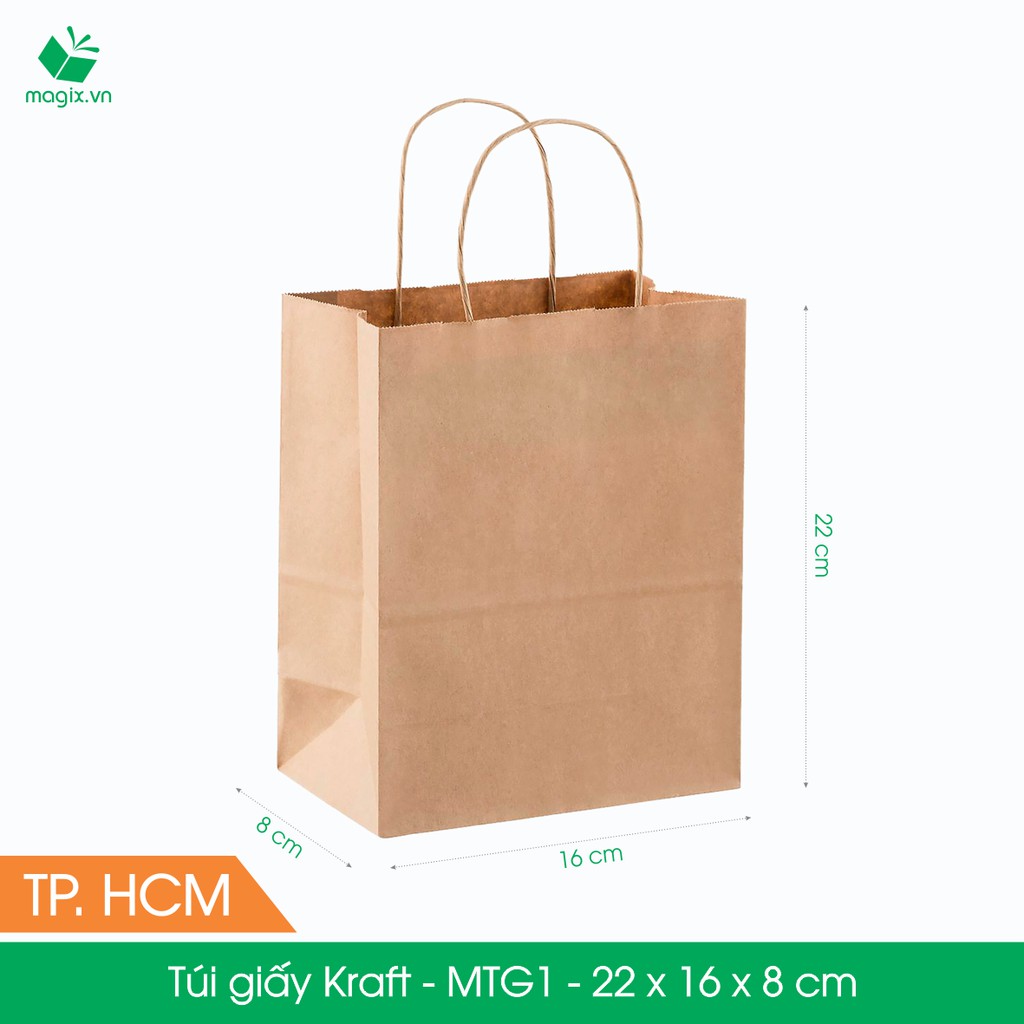 MTG1 - 22x16x8 cm - COMBO 300 TÚI GIẤY KRAFT