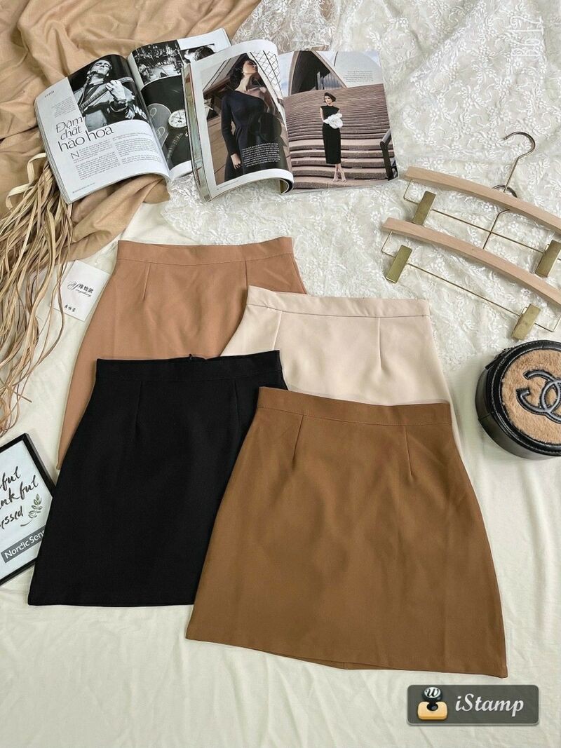 Chân váy chữ A mới Quảng châu chất thô mịn nhiều màu | BigBuy360 - bigbuy360.vn