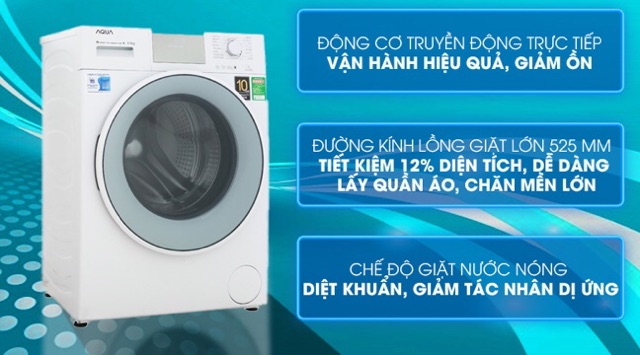 [ELHAL5 giảm 7% tối đa 1TR] Máy giặt Aqua Inverter 8.5 kg AQD-D850E W (Miễn phí giao tại HCM-ngoài tỉnh liên hệ shop)