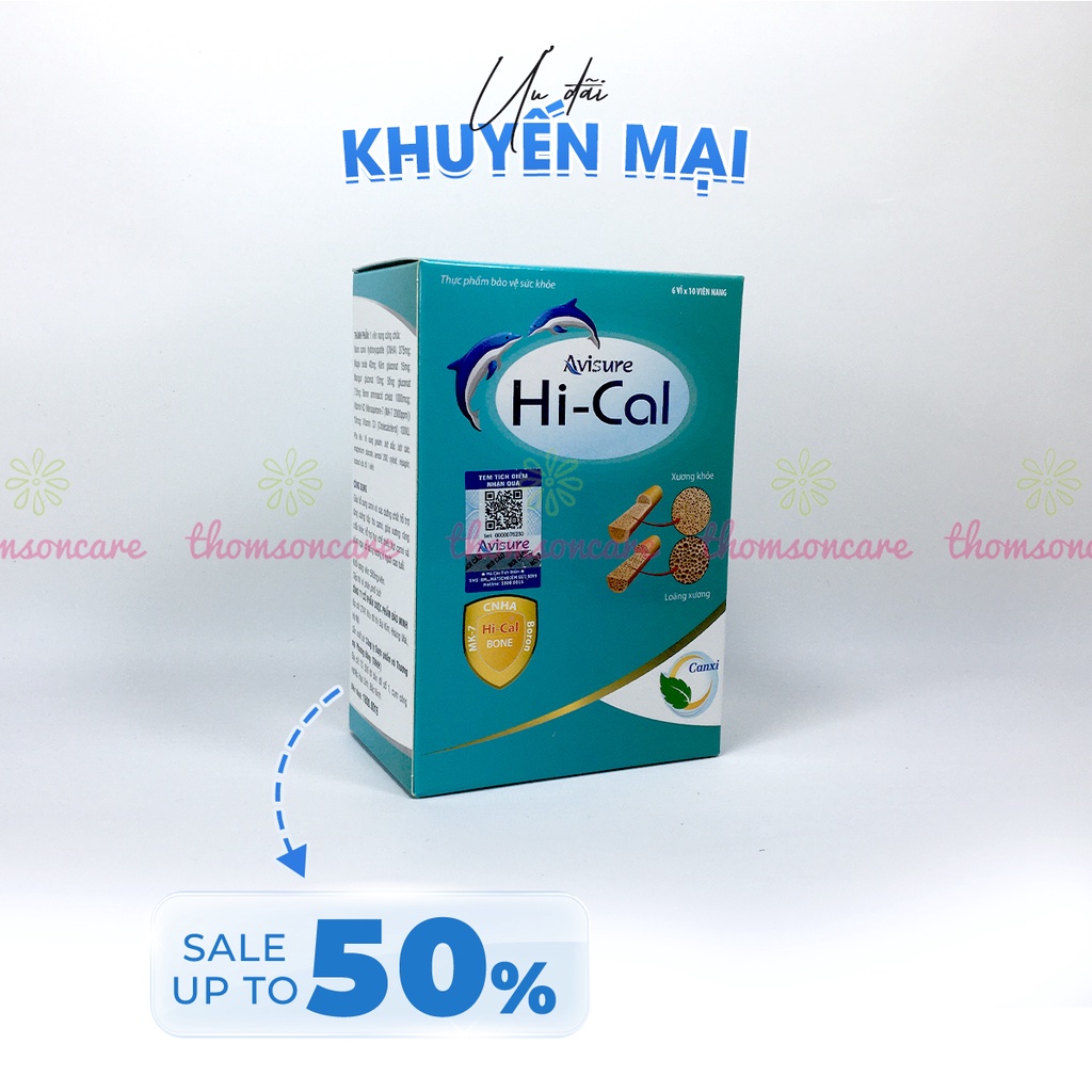 Bổ sung Canxi Nano dạng hữu cơ cho bà bầu và cho con bú, giảm tê tay chân - Avisure Hical Hộp 60 viên