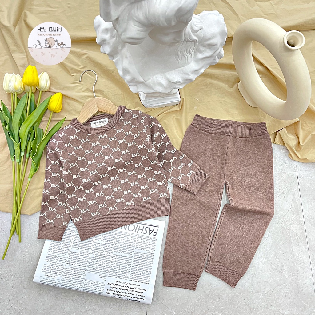 Bộ len Hiy Quin kẻ BA chất cotton thoải mái, an toàn cho da bé