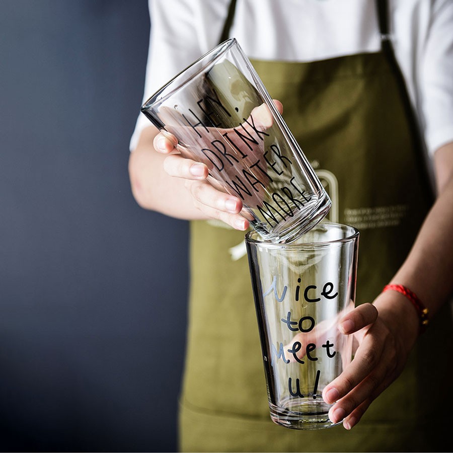 Cốc Thuỷ Tinh [𝐍𝐞𝐰] - Ly Thuỷ Tinh Uống Trà, Uống Nước, Cà Phê, Sinh Tố, Nhiều Mẫu Chữ, Có Vạch Chia ml- C07 | BigBuy360 - bigbuy360.vn