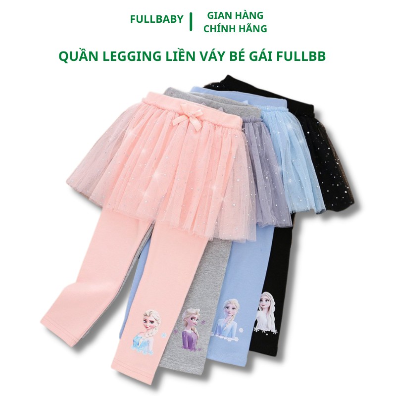 Quần legging liền váy cho bé gái cao cấp chất liệu mềm mại họa tiết elsa đáng yêu