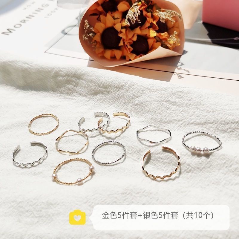 Bộ 5 Nhẫn Đeo Ngón Tay Mềm Mại Kiểu Nhật Hàn Thời Trang Cho Nữ