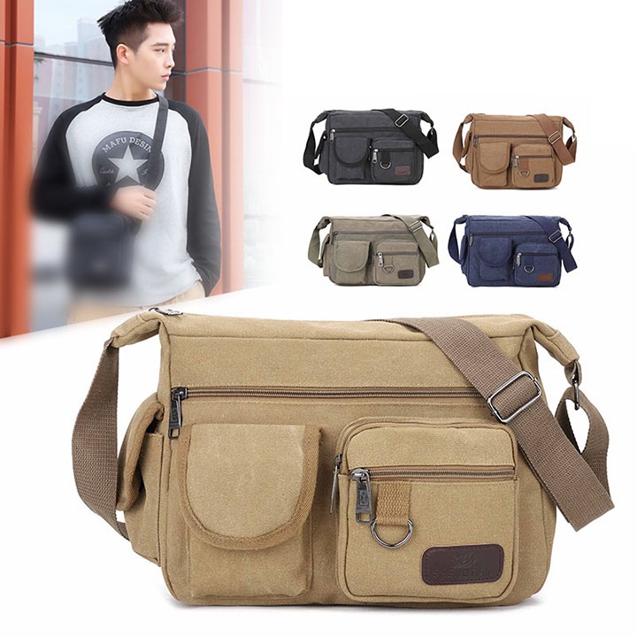 Túi đeo chéo nam vải bố size lớn thời trang Hàn Quốc Túi đeo chéo nữ canvas TUI-56