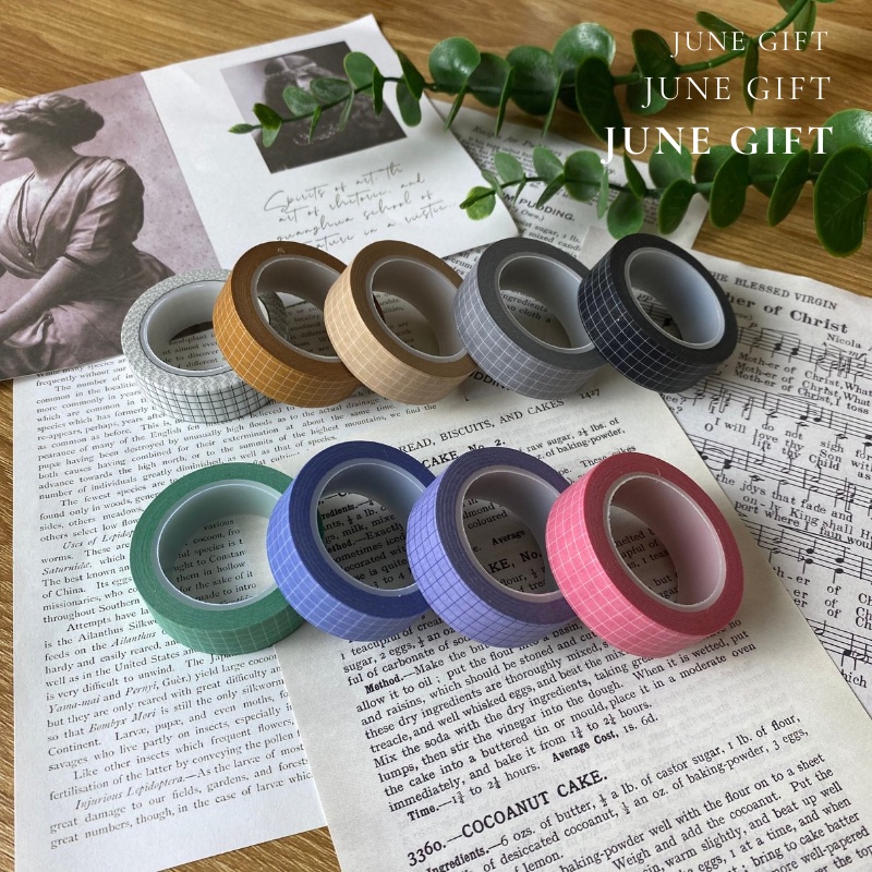 Cuộn băng dính washi tape caro trang trí sổ , bullet journal (dài 10m)