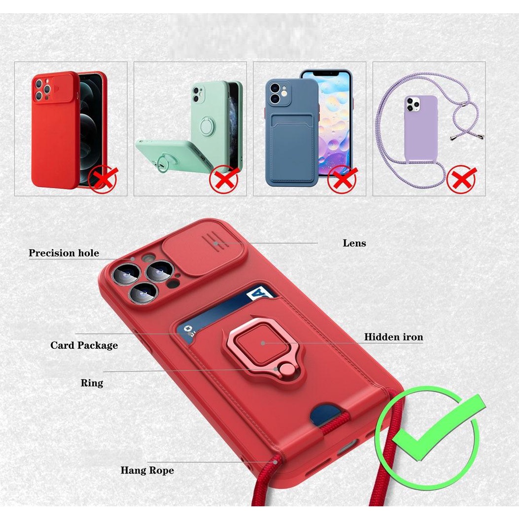 Ốp lưng Iphone đựng thẻ có tấm bảo vệ camera kèm giá đỡ xoay 360độ cho ip7,8,plus/X,XS/XSMAX/11/11/12,pro,max/13.pro.max