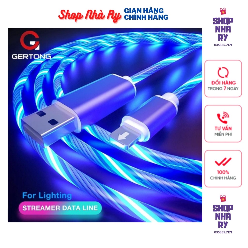 Dây cáp sạc nhanh iphone samsung android dài 1 mét có đèn LED