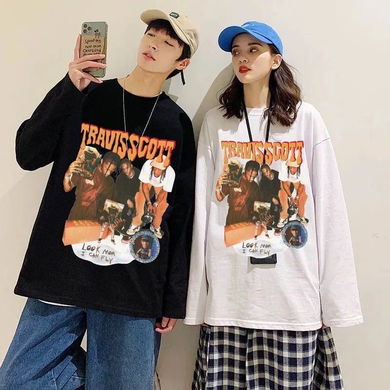 Áo Thun Hip Hop Tay Dài Phong Cách Harajuku Mỹ Thiết Kế Mới 2022 Thời Trang Xuân Thu