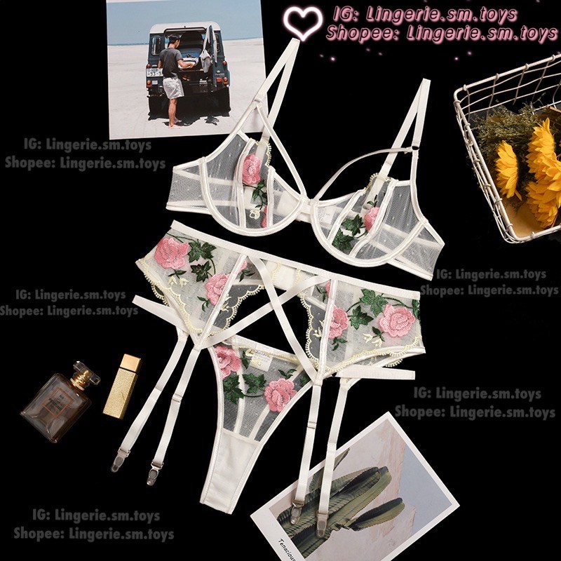 Cúp Ngực Ren Trắng Thêu Hoa + Đai Eo Gater Gợi Cảm - Nội Y Cao Cấp •Z0581A | BigBuy360 - bigbuy360.vn