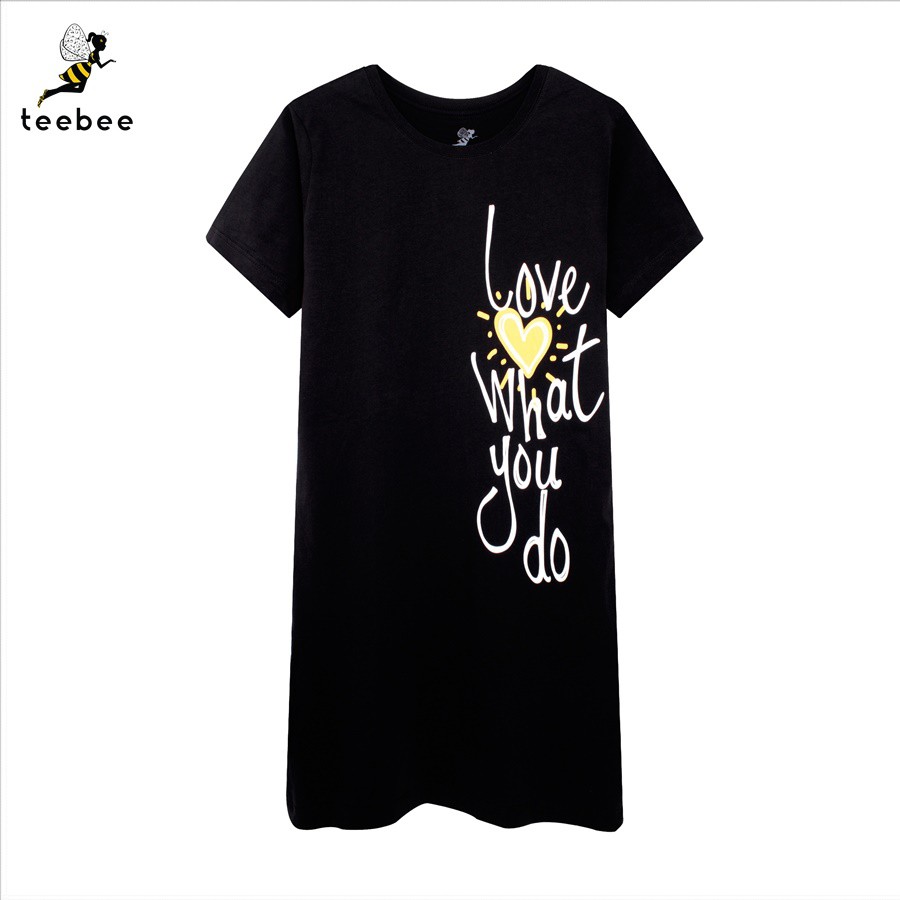 Đầm thun TeeBee Love What You Do phom DTB009, suông màu đen FreeSize | Shopee Viêt Nam