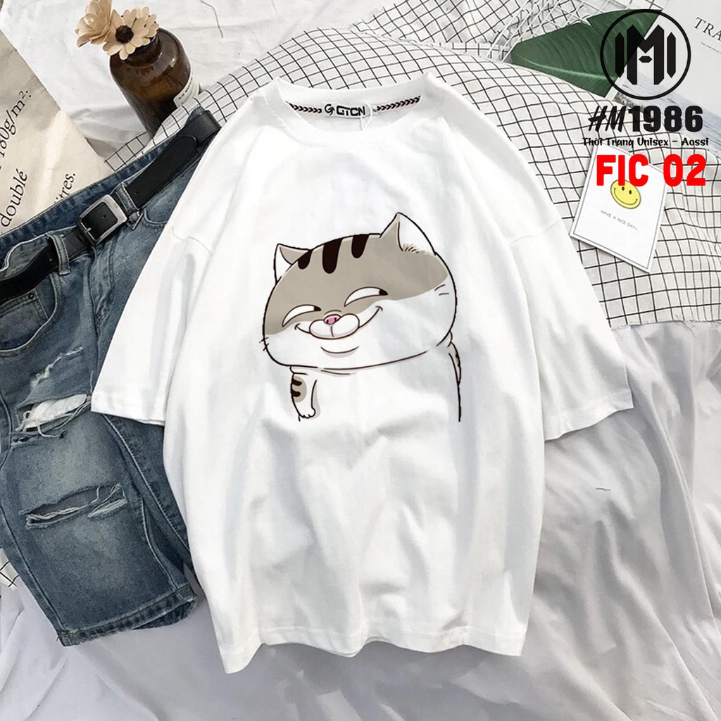 Áo phông oversize fom rộng local brand unisex nam nữ cotton 250gsm thun dày dặn cao cấp , Áo Phông Hoạt Hình Mèo Ami