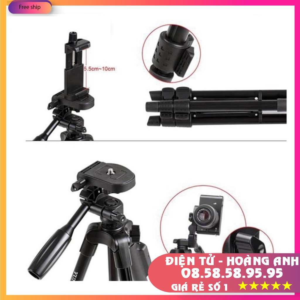 Chân Máy Ảnh Tripod Yungteng 3388+5208 Giá Đỡ Bluetooth Cao Cấp Chuyên Dùng Cho Điện Thoại Camera  Model 2020