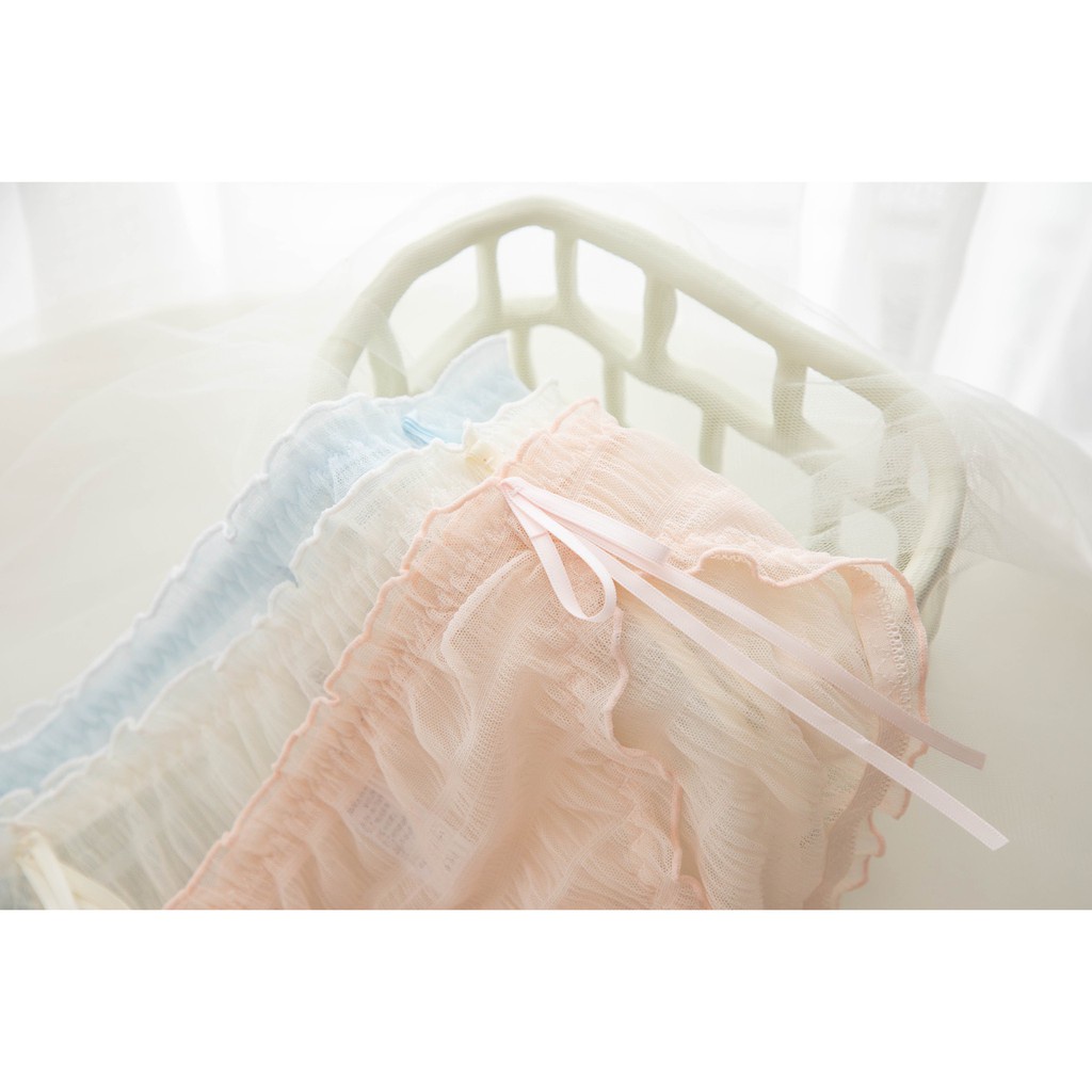 Quần Lót Nữ ❤️FREESHIP❤️ Quần Lót Lụa dệt kim mới Cao Cấp viền bèo mềm mại đính nơ 2 hông điệu đà, gợi cảm mẫu H1018