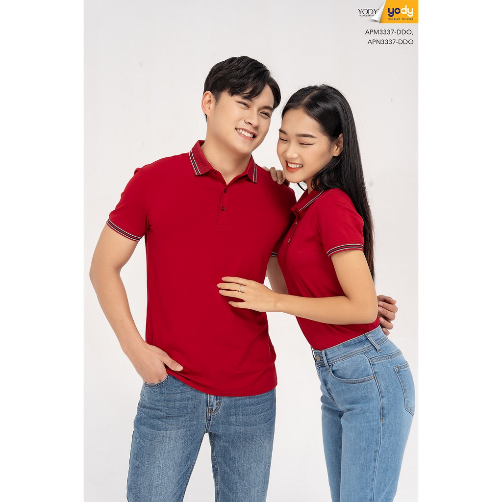 Áo phông polo nam YODY cổ bẻ, vải cotton co dãn APM5363