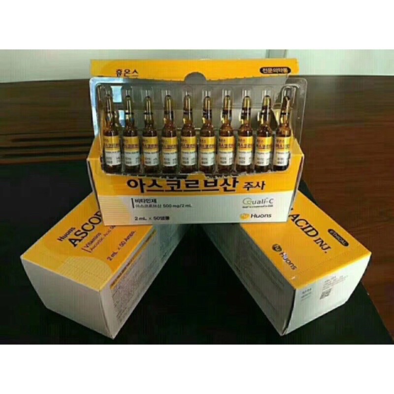Hộp 50 ống vitamin C Hàn Quốc trắng da dùng trong lăn kim, phi kim, cấy tảo, cấy hồng sâm
