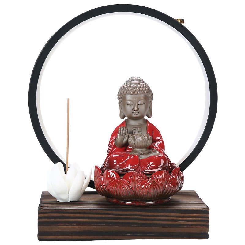 THÁC KHÓI TRẦM HƯƠNG  BỔN SƯ ÁO ĐỎ 1630 TẶNG KÈM HỘP TRẦM 20 NỤ