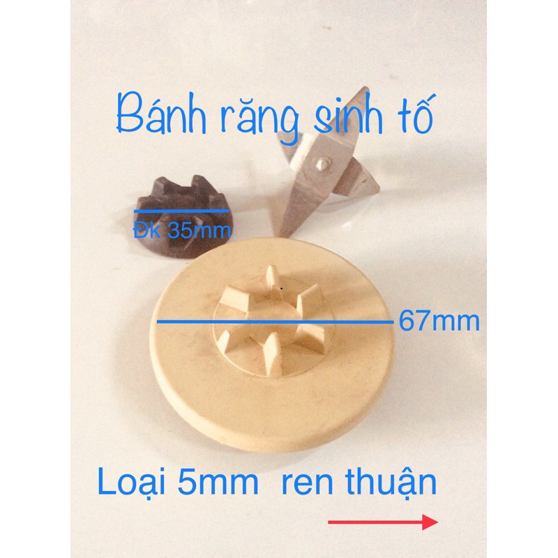 BÁNH NHÔNG SINH TỐ 5mm RĂNG THUẬN - BÁNH NHỰA 67mm BÁNH CAO SU ĐK 35mm