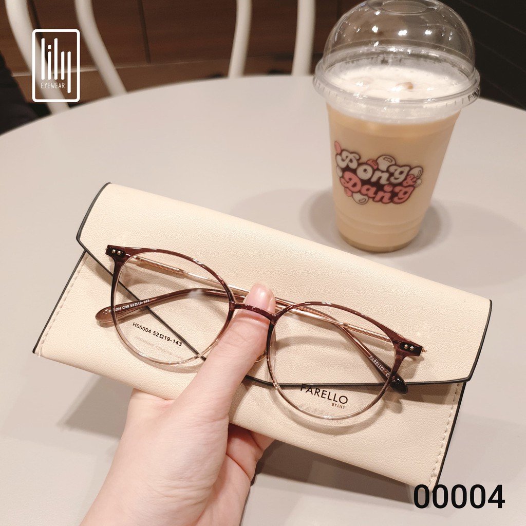 Gọng kính cận mắt tròn nam nữ LILYEYEWEAR chất liệu nhựa phối kim loại, đa dạng màu sắc 00004