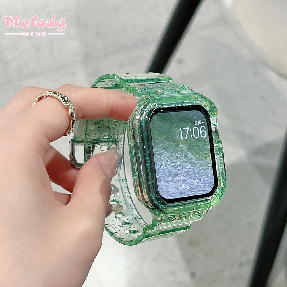 Dây Đeo Trong Suốt Lấp Lánh Cho Đồng Hồ Thông Minh iwatch 45 / 44 / 42 / 41 / 40 / 38mm Series 7 / 6 / SE / 5 / 4