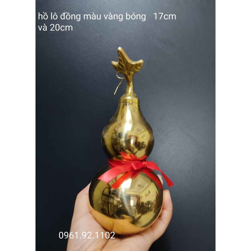 Hồ Lô 16cm Phong  Thủy bằng Đồng Thật vàng bóng nguyên chất