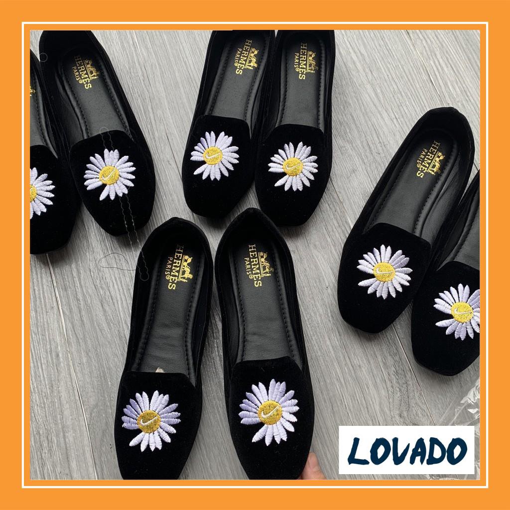 Giày nữ búp bê đế bệt thêu hoa cúc xinh xắn đi êm chân giá rẻ