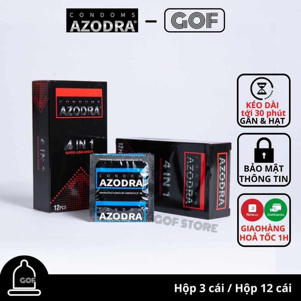 Bao cao su Malaysia Azodra 4 in 1 – 12 chiếc ( Che tên sản phẩm )