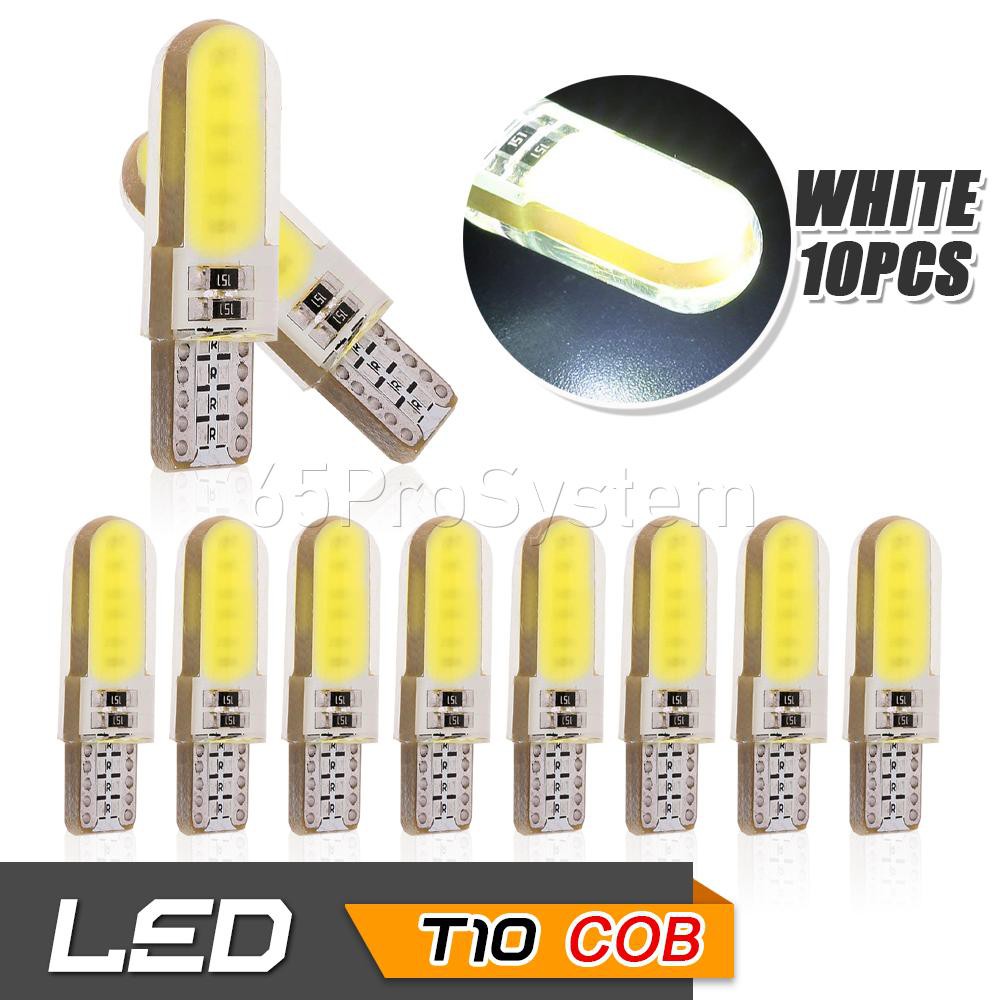 65Infinite (Gói 10 COB LED T10 W5W Trắng) Silicone T10 W5W Đèn LED mờ mô hình cực dài