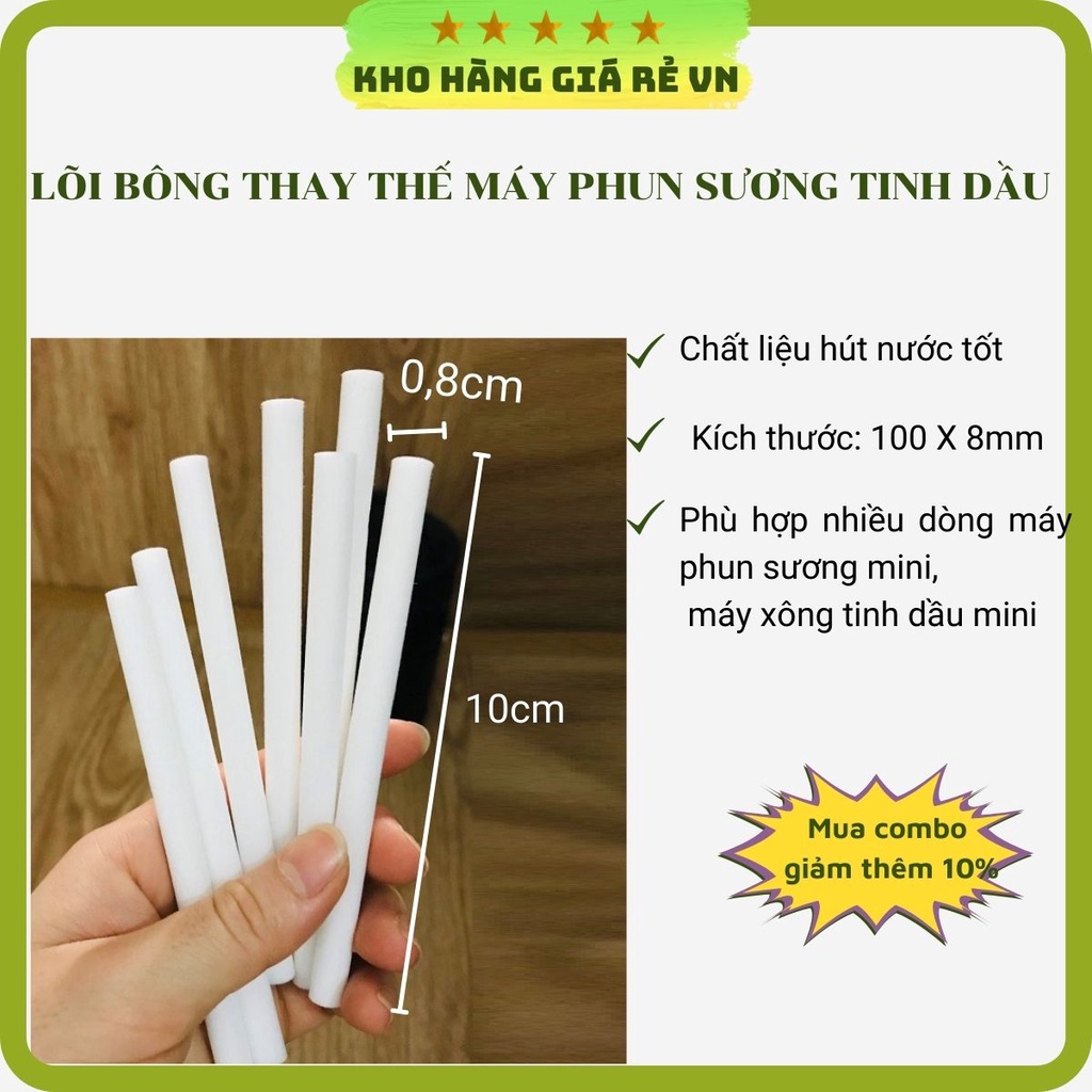 Lõi bông thay thế cho máy xông tinh dầu và máy phun sương tạo ẩm mini