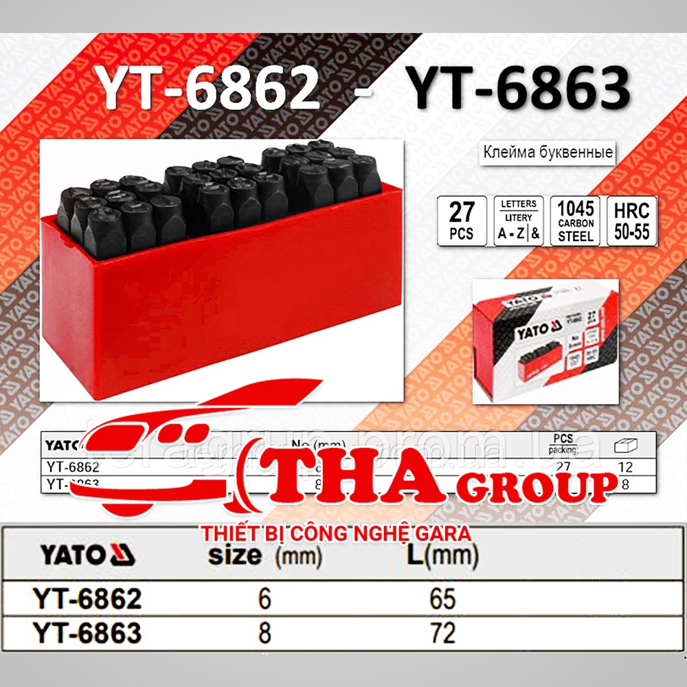 Bộ đột chữ cái 27 chi tiết Yato YT-6862/6863