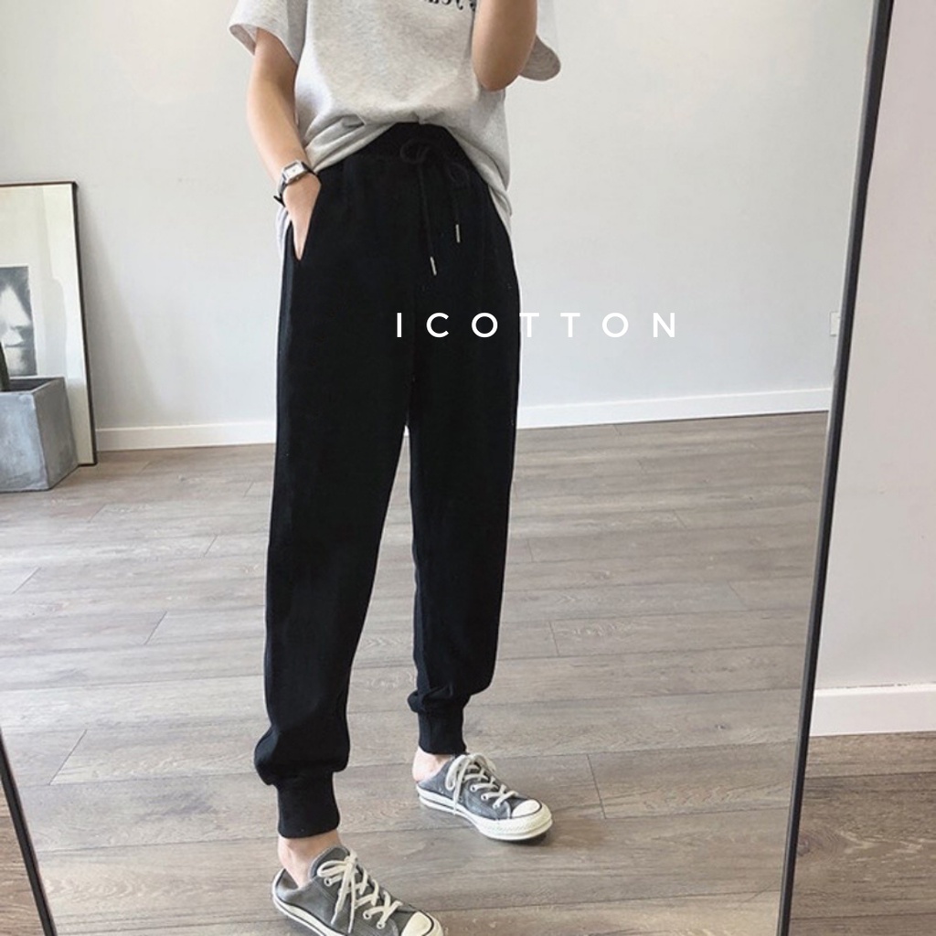 Quần nỉ da cá nữ bo gấu Icotton