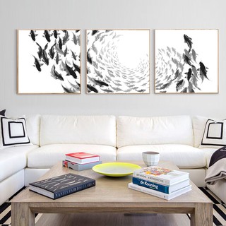 Bộ 3 tranh canvas treo tường Cá chép