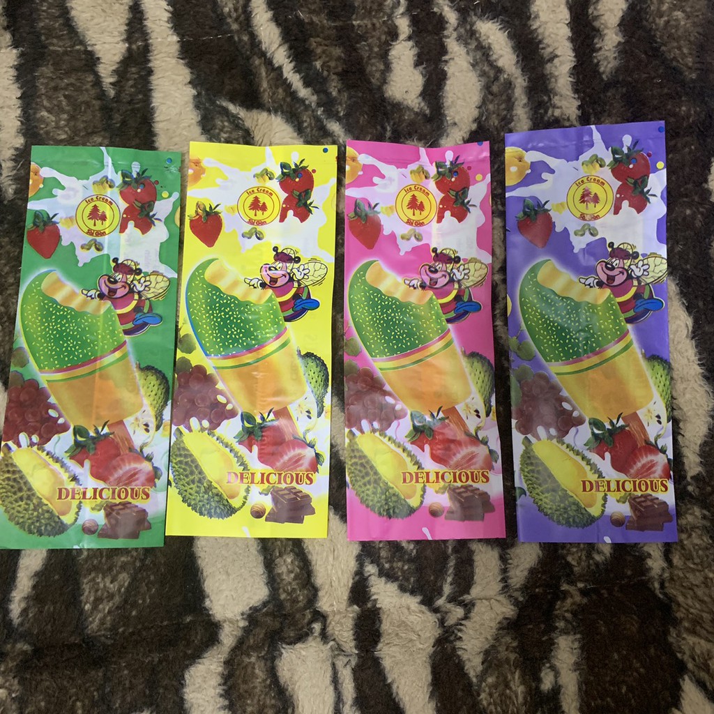 bao bì túi kem, túi kem in sẵn, túi kem vị socola, túi kem vị sữa dừa, bao bì kem cây, túi kem trái cây- lh 0934461921