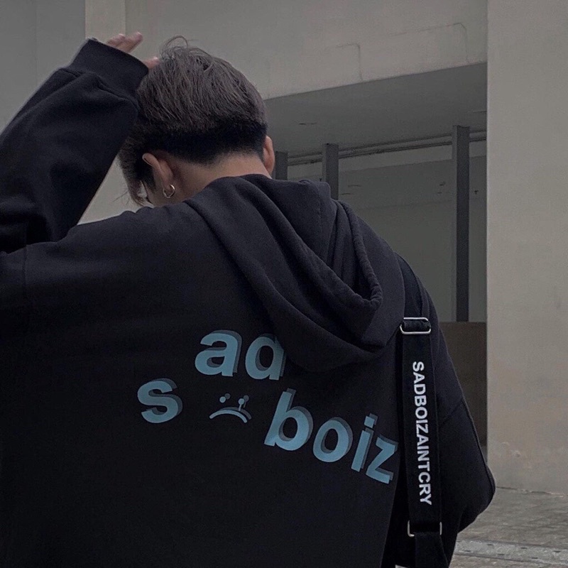 Áo Khoác Nỉ Form Rộng Sadboiz Siêu Hot Nam Nữ Unisex 2 Màu Mũ 2 Lớp