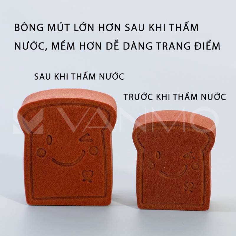 Set 6 Bông Phấn Trang Điểm Hình Gấu Và Bánh Mì Siêu Dễ Thương Độ Mềm Mịn Cao Che Lấp Khuyết Điểm Hiệu Quả