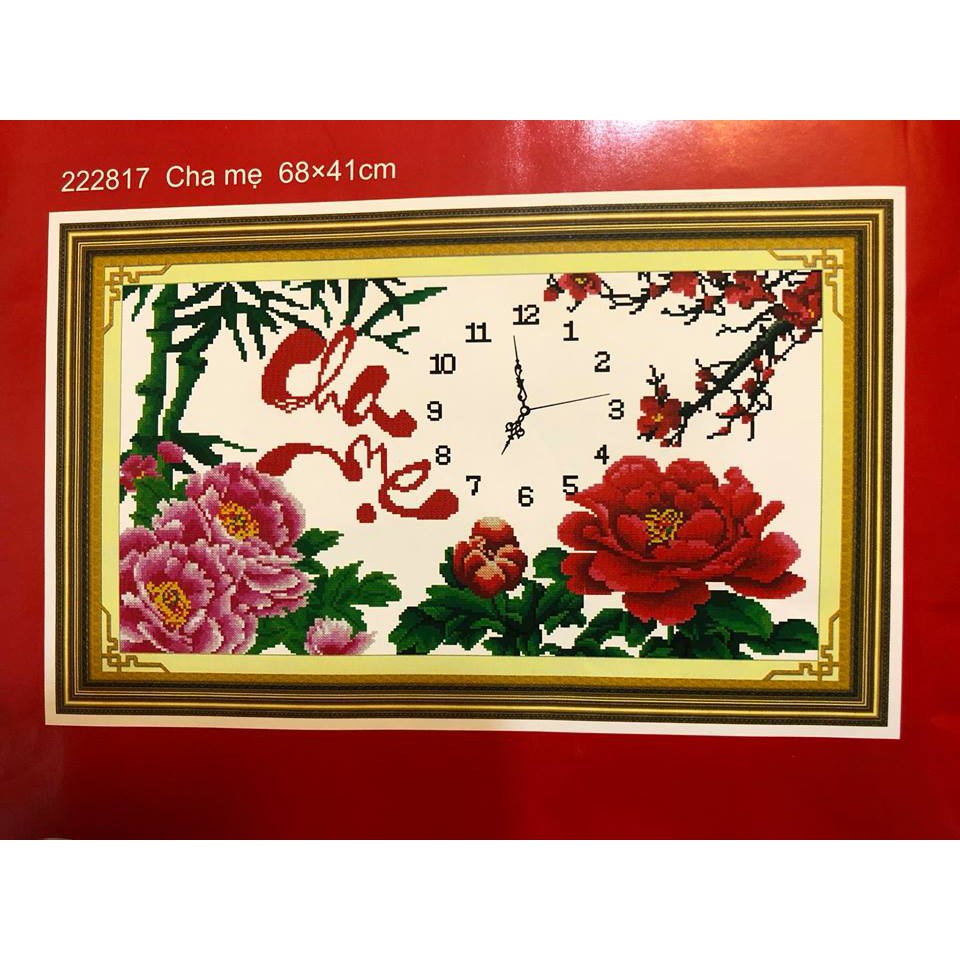Tranh thêu chữ thập Cha Mẹ 222817- 68x41cm