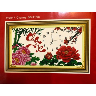 Tranh thêu chữ thập Cha Mẹ 222817- 68x41cm